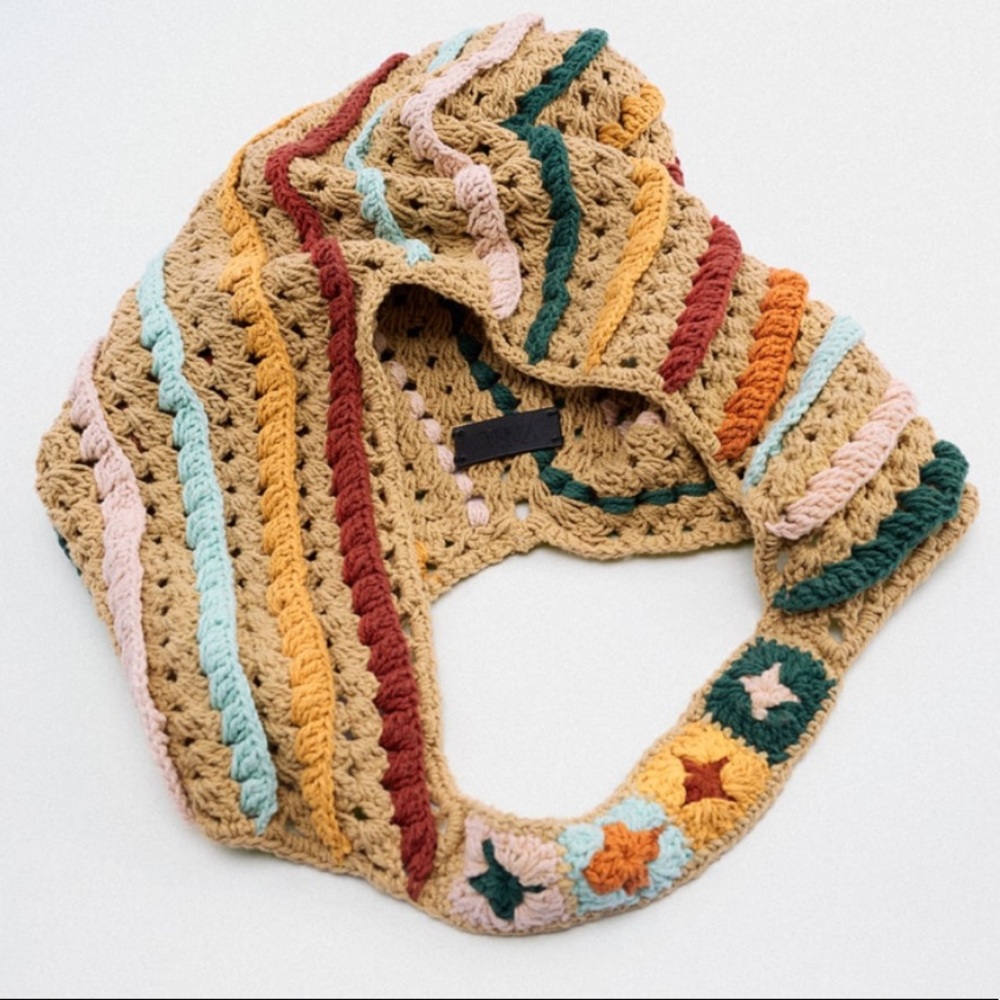 Zara Multicolored Crochet Large Bucket Bag - Picture 4 of 5